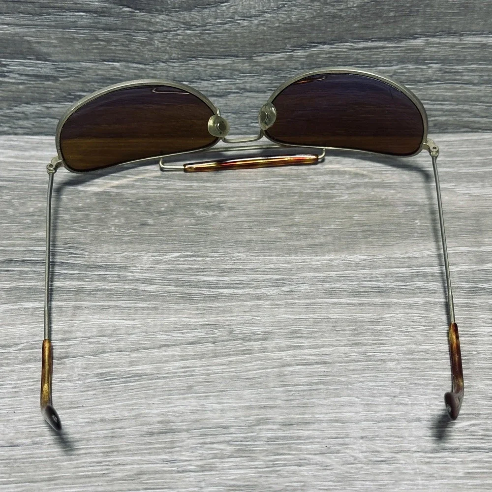 Sunglasses Mens Silver Yellow Aviator Tortoise Top Bar Gradient Lens Metal